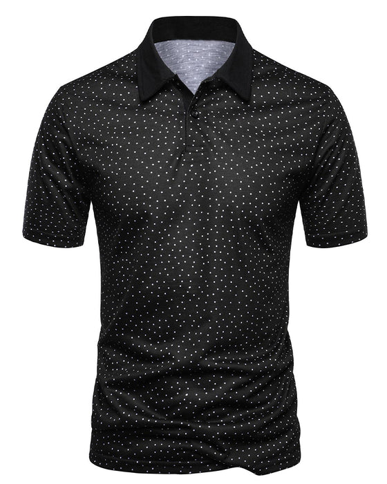 Lässiges Polo-Kragen-T-Shirt Mit Kleinen Punkten
