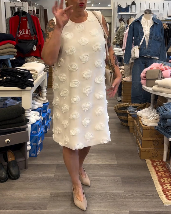 Kleid Temperament Ärmellos Dreidimensionale Blume Gerade