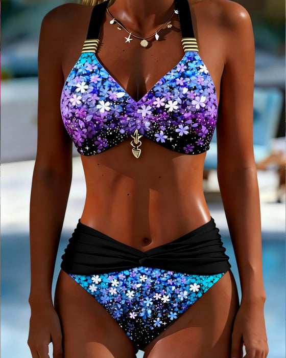 Bikini Halter Zweiteilig Bedruckt