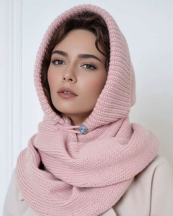 Großhandel Einfarbiger Gestrickter Kapuzenschal