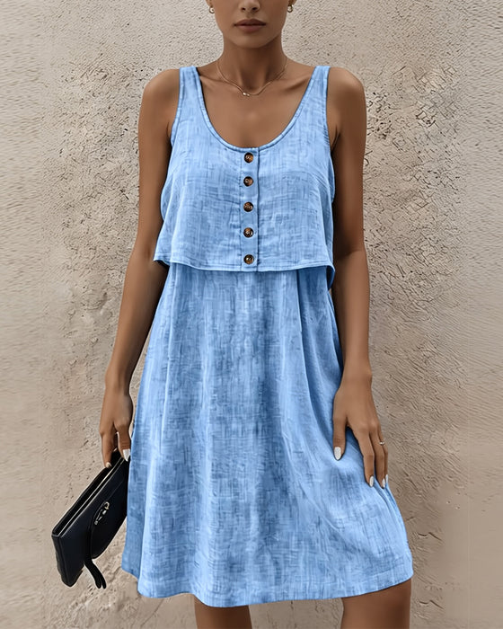 Kleid Einfarbig Ärmellos Gefälscht Zweiteilig