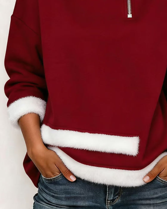 Sweatshirt Fleece Halber Reißverschluss