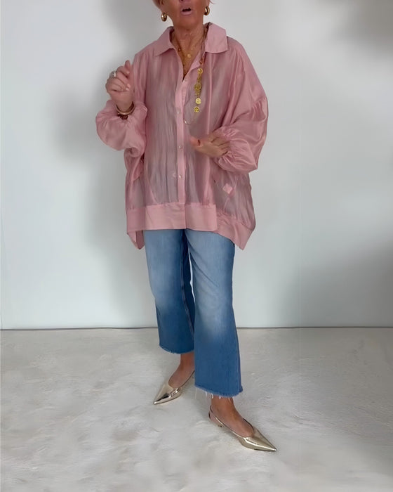 Hemd Laterne Ärmel Sheer Locker