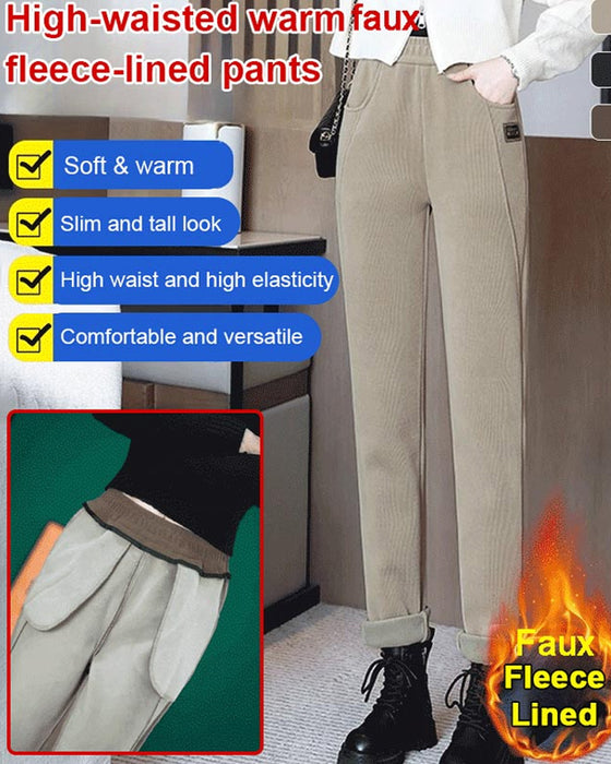 Warme Hochtaillierte Hose mit Wollfutter