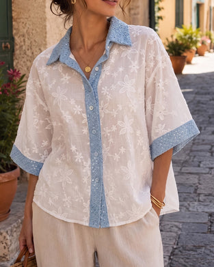Bluse Halbarm Reverskragen