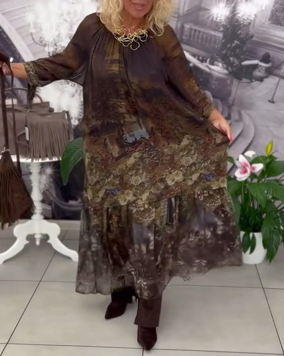 Kleid Elegant Blumenprint Lang