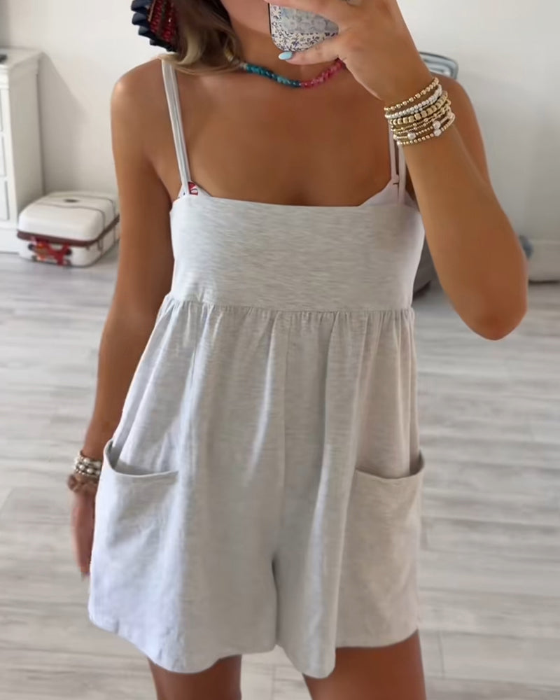 Romper Träger Doppelte Tasche Badeanzug Coverup