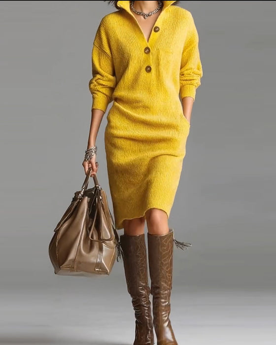 Pulloverkleid lässig einfarbig Herbst und Winter