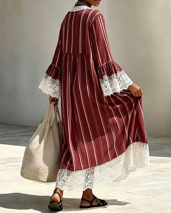 Kleid Mit Ballonärmeln V‑Ausschnitt