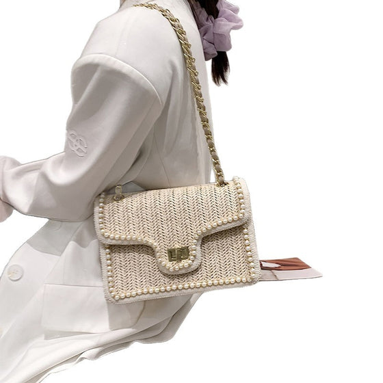 Beliebte Perlen Strohtasche