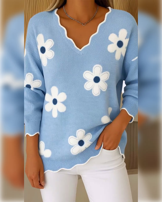 Pullover Jacquard V-Ausschnitt modisch