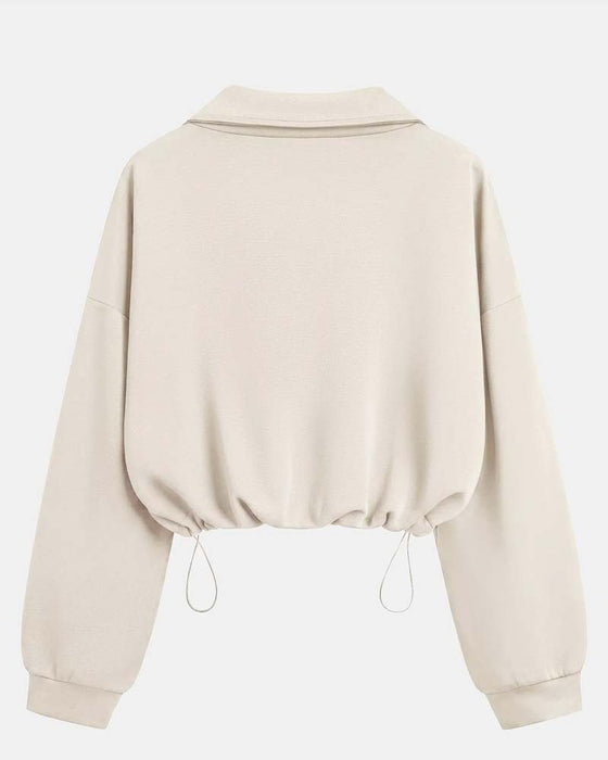 Sweatshirts Reißverschluss Taille Langarm