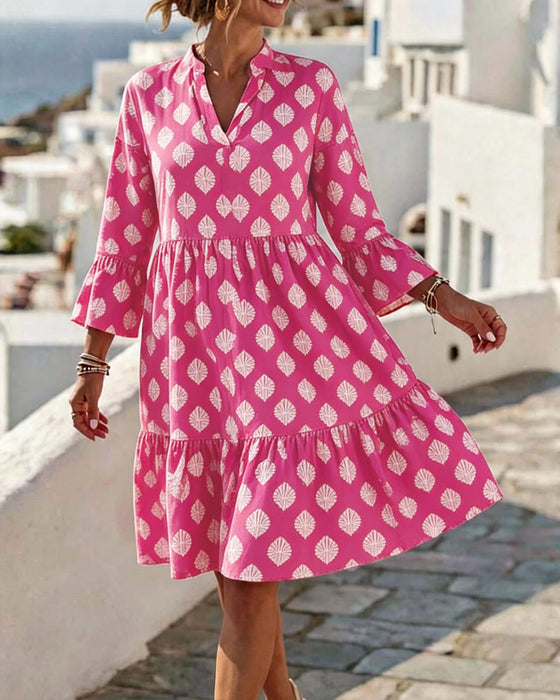Kleid V-Ausschnitt Gedruckt