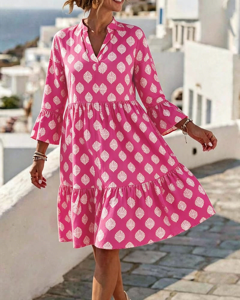 Kleid V-Ausschnitt Gedruckt