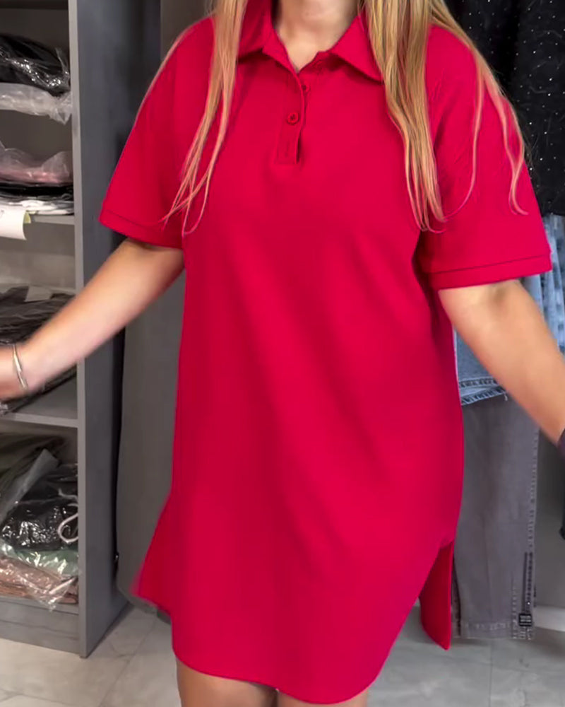 Kleid Revers Etuikleid Seitenschlitz Einfarbig