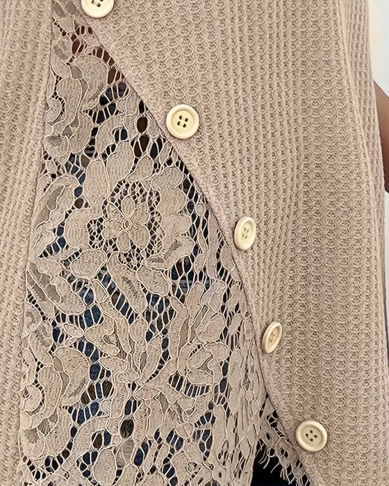 T-Shirt Spitzen Einsatz Gestrickt