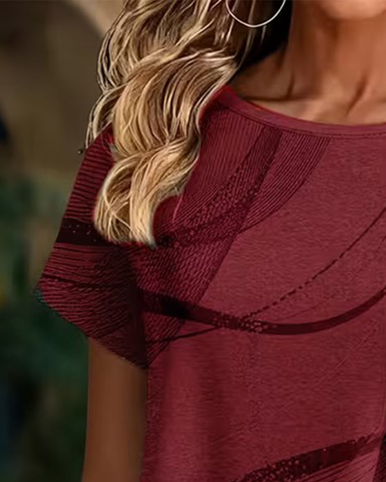 T-Shirt Kurzarm Asymmetrischer Saum