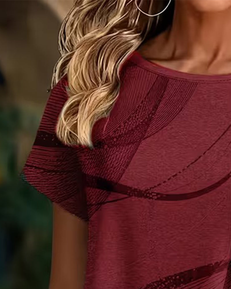 T-Shirt Kurzarm Asymmetrischer Saum