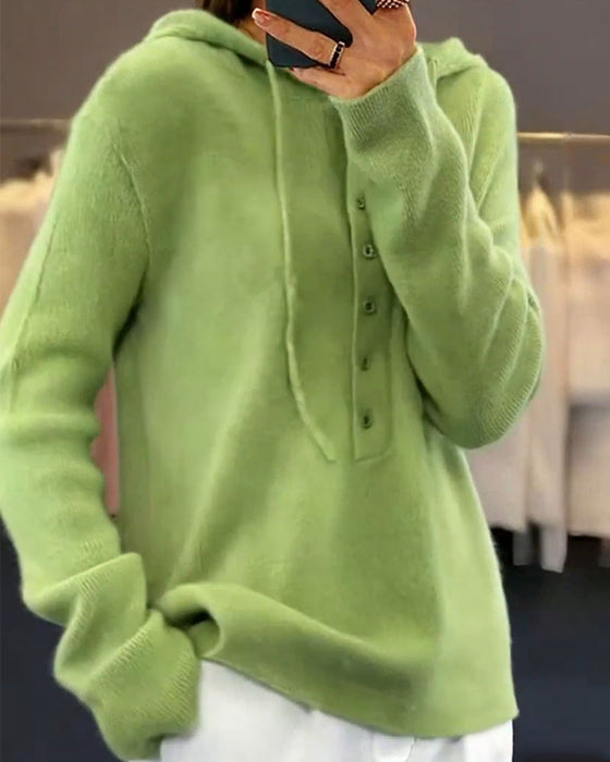 Pullover einfarbig modisch mit Kapuze