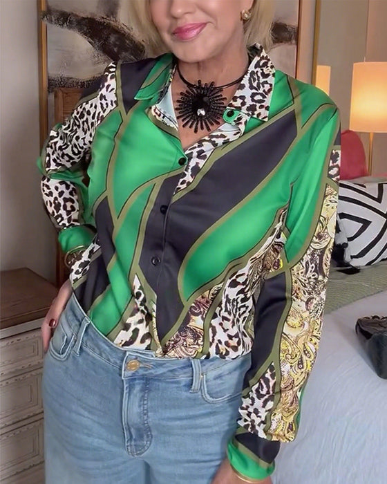 Shirt Leopardenprint Farbblock