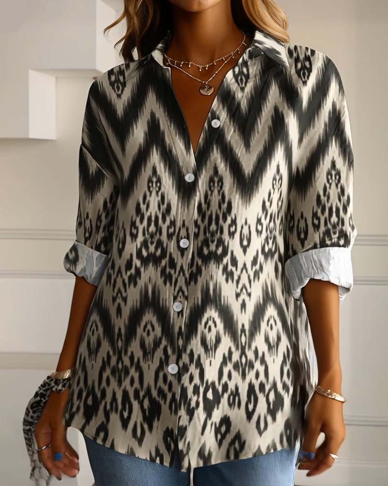 Hemd Leopardenmuster Revers Mode