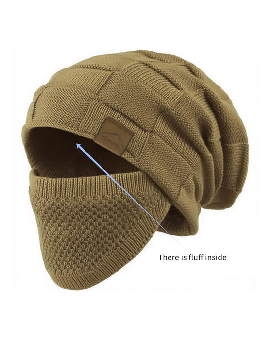 Strickmütze Maske Set Winter Mütze Gesicht Ohr Abdeckung