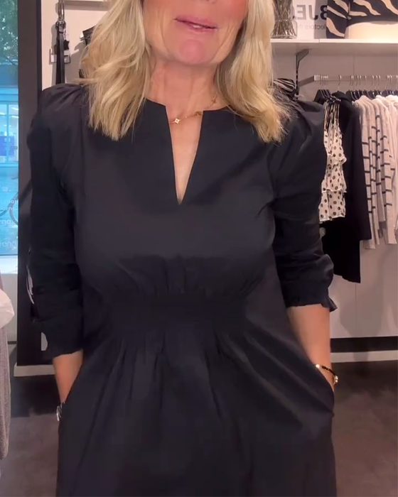 A-Linien-Kleid Mit Puffärmeln Und Tailliertem Schnitt