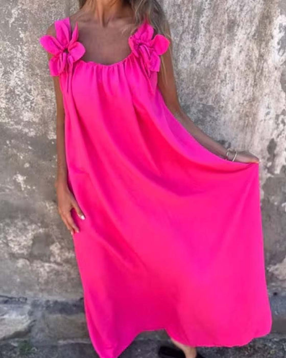 Kleid Knospensaum Träger Locker Lässig