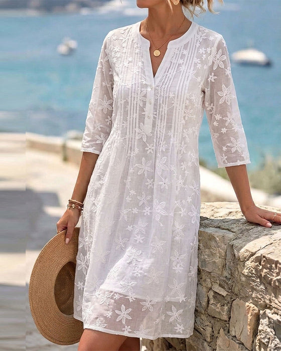 Kleid V-Ausschnitt Einfarbig