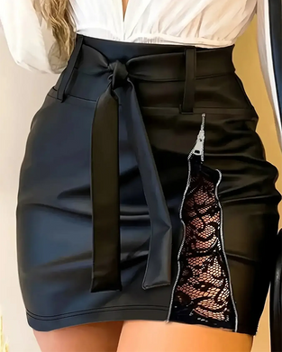 Rock Spitze Patchwork Bodycon PU
