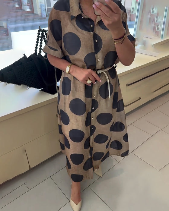 Lässiges Kleid Mit Revers, Tupfenmuster