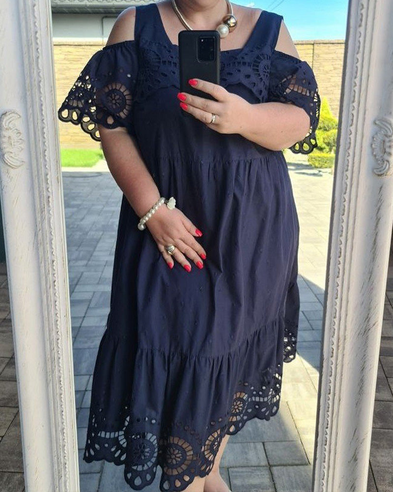 Kleid Schulterfrei Spaghettiträger Spitze