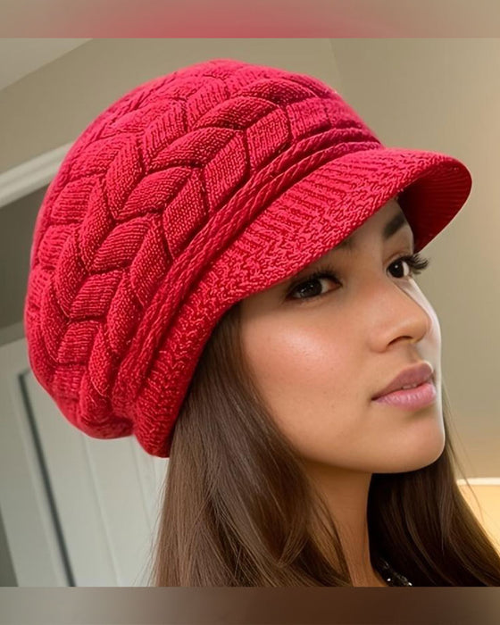Damen Zopfstrick Winter Slouchy Beanie Mütze Weich Warm Dehnbar