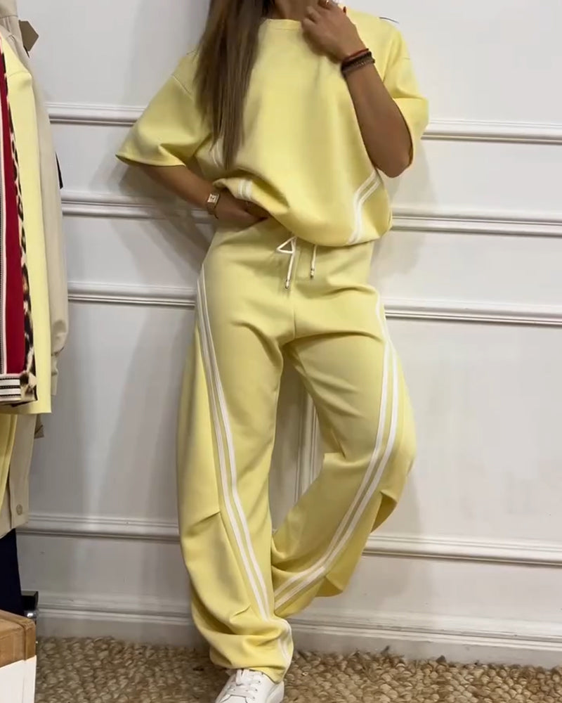 Zweiteiliges Set Athletic Streifenbesatz Lässig