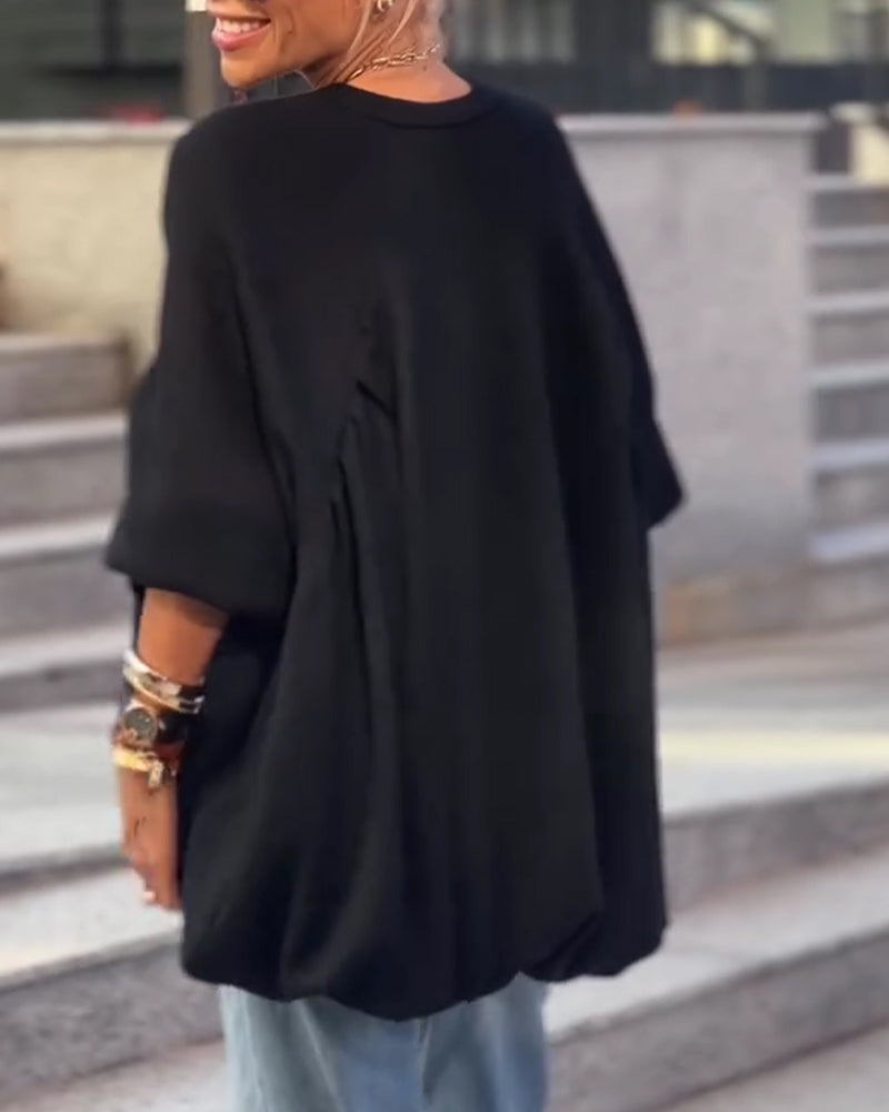 Sweatshirts Unifarben Locker Unregelmäßig