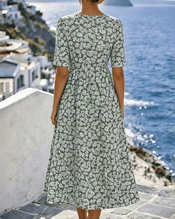 Kleid Rundhals Lässig A-Linie