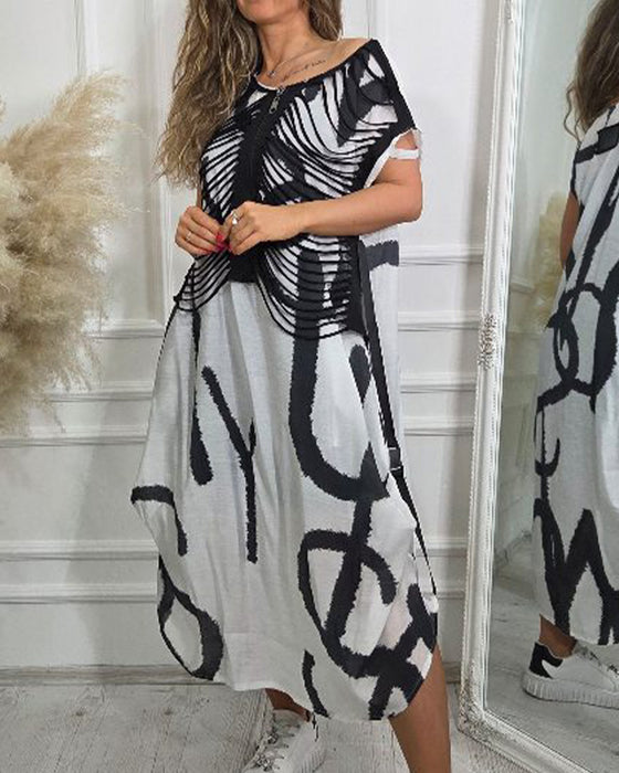 Lässiges Midikleid Mit Rundhals