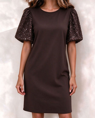 Kleid Puff Paillettenärm A-Linie