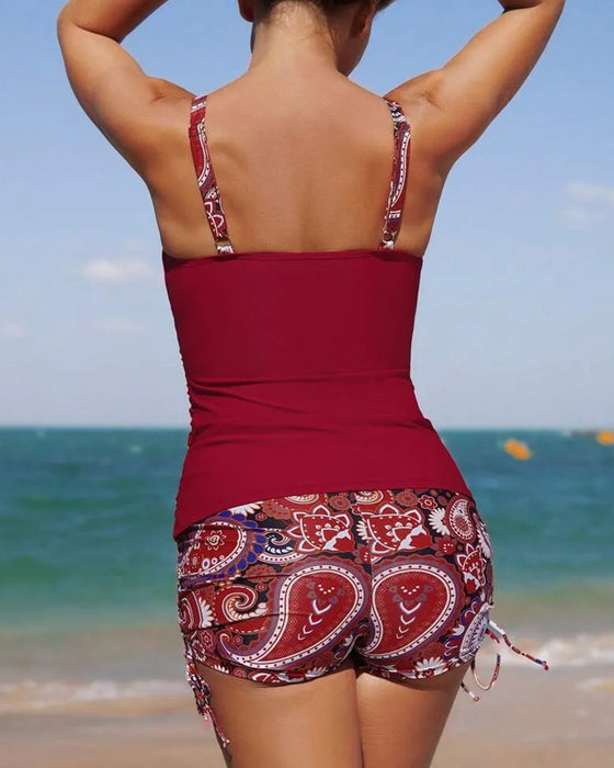 Badeanzug lässig bedruckt Tanktop Shorts zweiteilig