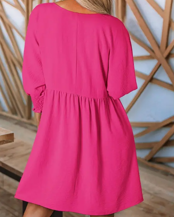 Kleid Damen Unifarben taillierend