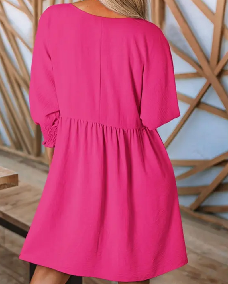 Kleid Damen Unifarben taillierend