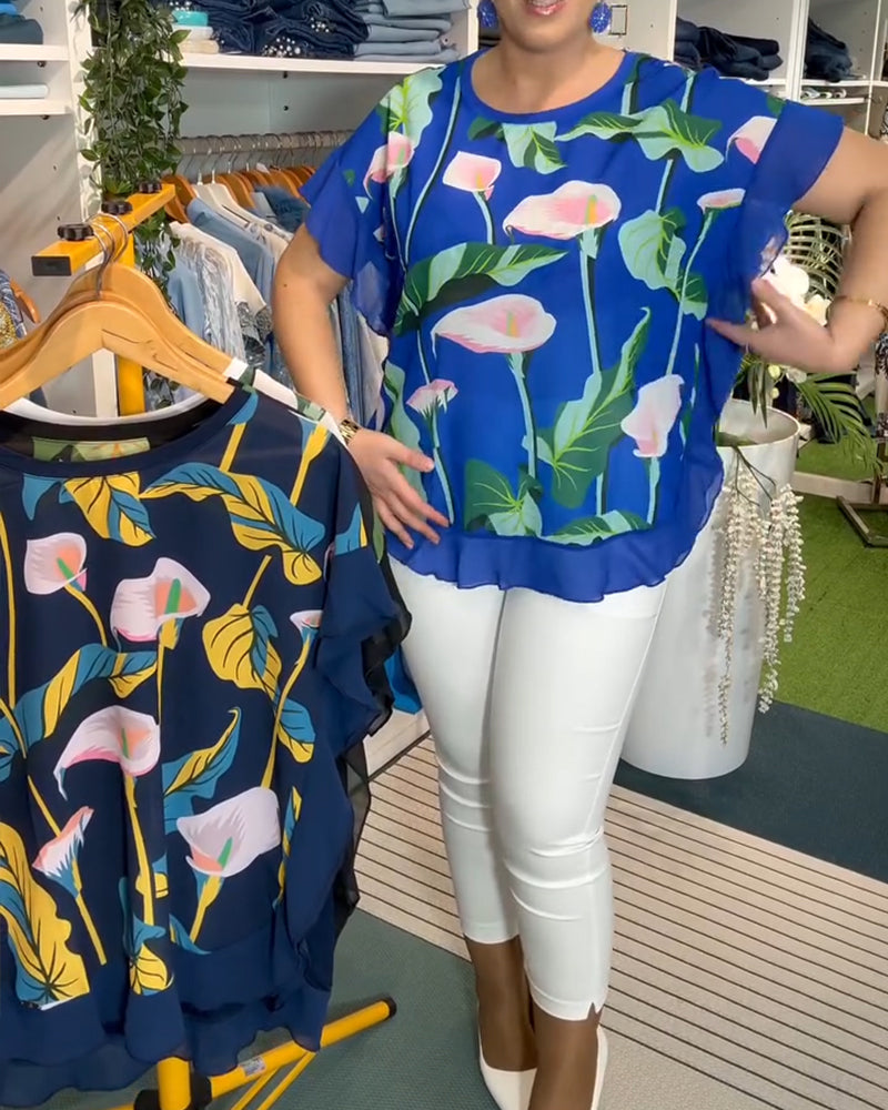 Bluse Fledermausärmel bedruckt