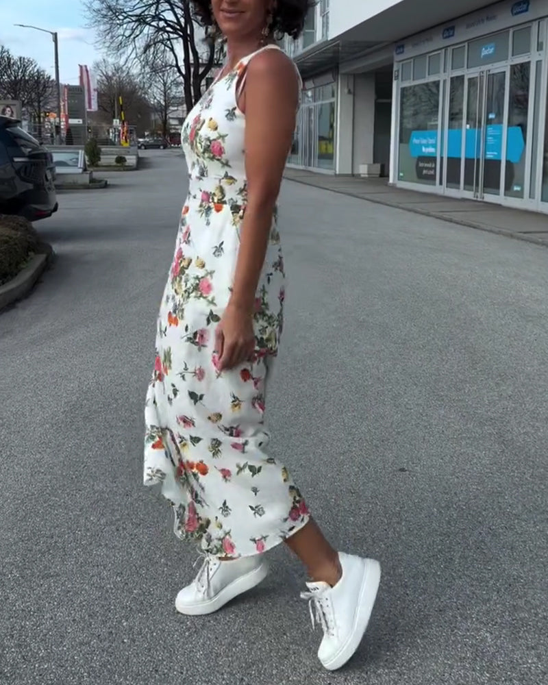 Kleid Ärmellos Gedruckt Casual