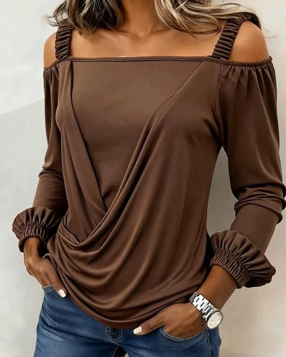 Oberteil Camisole Off-Schulter Kreuz Puff-Ärmel