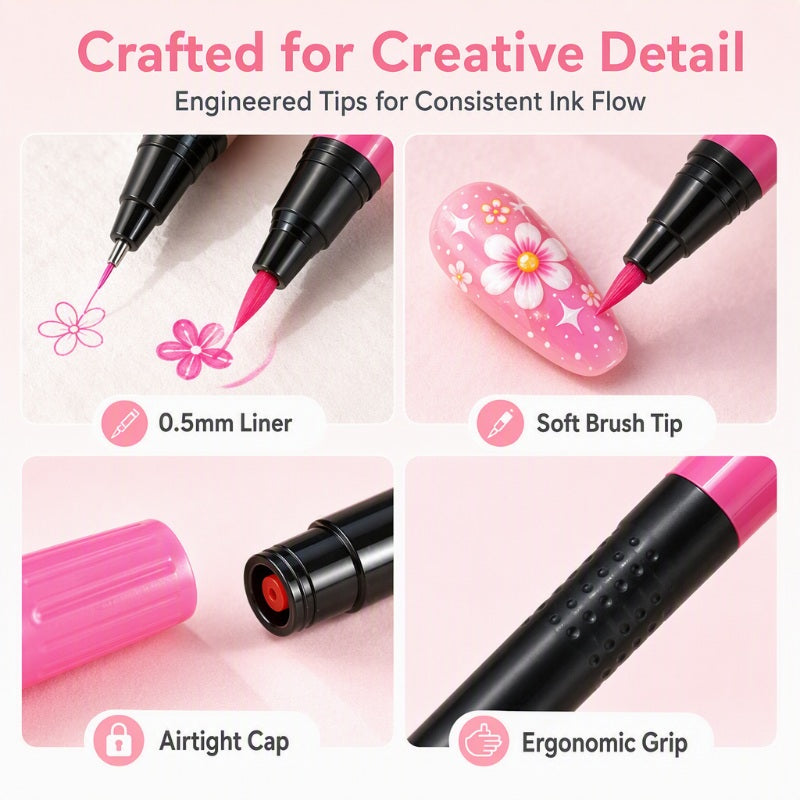 24 Farben Doppelendige Nagelkunststifte Set