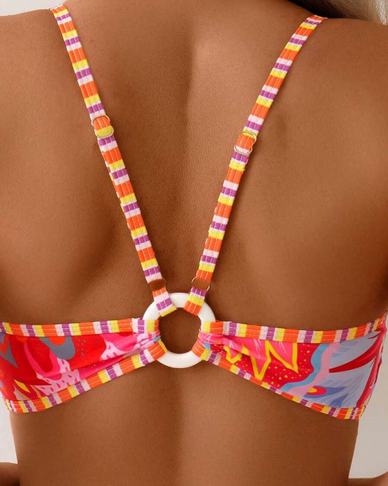 Badeanzug BH-Stil Hohe Taille Bedrucktes Dreieck