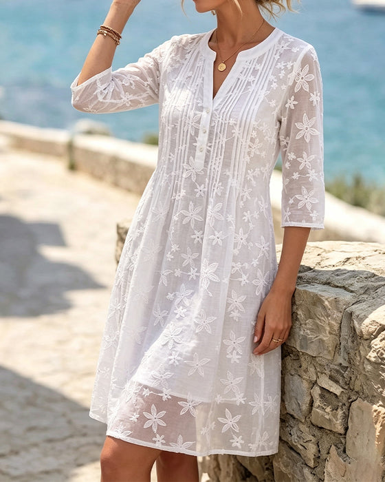 Kleid V-Ausschnitt Einfarbig