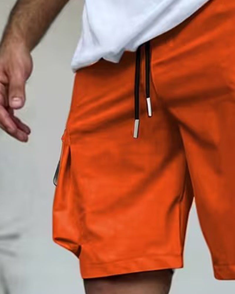 Herren Hose Einfarbig Loose Fit Kurz Cargo