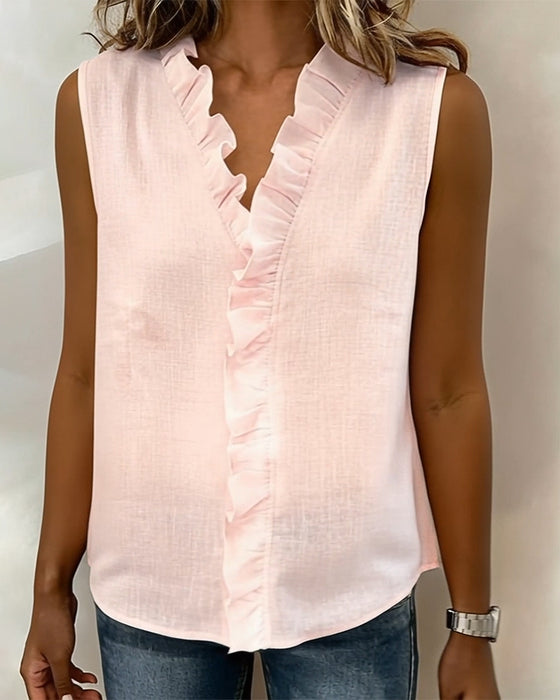 Top Gerüscht Ärmellos