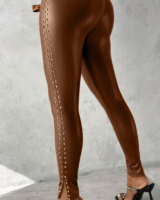 Hose Hohe Taille Schlitz Schmalbein